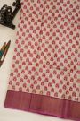 Fancy Tussar Cream Saree With Kaddi Border