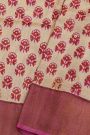 Fancy Tussar Cream Saree With Kaddi Border