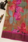 Fancy Tussar Brown Saree With Kaddi Border