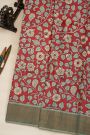 Fancy Tussar Red Saree With Kaddi Border
