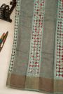 Fancy Tussar Red Saree With Kaddi Border