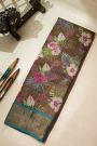 Fancy Tussar Brown Saree With Kaddi Border