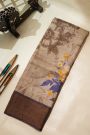 Fancy Tussar Beige Saree With Mirror And Cut Work Pallu