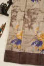 Fancy Tussar Beige Saree With Mirror And Cut Work Pallu