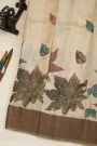 Fancy Tussar Off White Saree With Kaddi Border