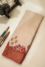 Fancy Tussar Beige Saree With Kaddi Border