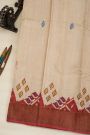 Fancy Tussar Beige Saree With Kaddi Border