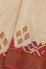 Fancy Tussar Beige Saree With Kaddi Border