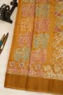 Fancy Tussar Mustard Saree With Kaddi Border