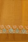 Fancy Tussar Mustard Saree With Kaddi Border