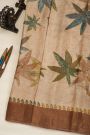 Fancy Tussar Cream Saree With Kaddi Border