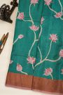 Fancy Tussar Rama Green Saree With Kantha Work Pallu