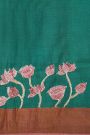 Fancy Tussar Rama Green Saree With Kantha Work Pallu