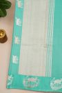 Fancy Matka Silk Sky Blue Saree With Florals And Buttis Body And Self Florals With Deers Border