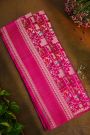 Banarasi Silk Rani Pink Saree With Gap Motifs Border