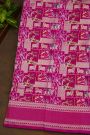 Banarasi Silk Rani Pink Saree With Gap Motifs Border