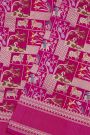 Banarasi Silk Rani Pink Saree With Gap Motifs Border