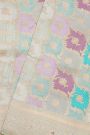 Banarasi Silk Multi-Colour Saree With Florals And Leaves Jaal Self Border