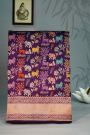Banarasi Silk Violet Saree With Animal Theme Body