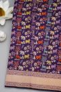 Banarasi Silk Violet Saree With Animal Theme Body