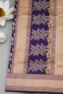 Banarasi Silk Violet Saree With Animal Theme Body