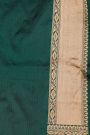 Banarasi Silk Bottle Green Saree With Animal Theme
