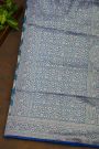Banarasi Silk Teal Blue Saree With All Over Jaal In Meenakari Weave