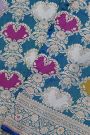 Banarasi Silk Teal Blue Saree With All Over Jaal In Meenakari Weave
