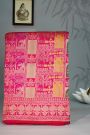 Banarasi Silk Rani Pink Saree With Florals And Leaves Box Border