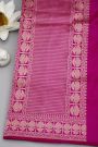 Banarasi Silk Rani Pink Saree With Florals And Leaves Box Border