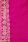 Banarasi Silk Rani Pink Saree With Florals And Leaves Box Border