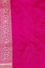 Banarasi Silk Rose Pink Saree With Florals And Leaves Jaal Border