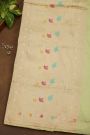 Banarasi Silk Pista Green Saree With Floral Brocade Pallu