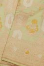 Banarasi Silk Pista Green Saree With Floral Brocade Pallu