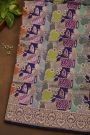 Banarasi Silk Multi Colour Saree With Florals and Leaves Jaal Border