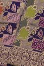 Banarasi Silk Multi Colour Saree With Florals and Leaves Jaal Border