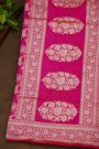 Banarasi Silk Rani Pink Saree With All Over Floral Jaal Body