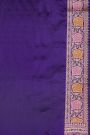 Banarasi Silk Violet Saree With Village Motifs Florals And Leaves Jaal Body