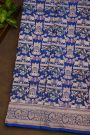 Banarasi Silk Royal Blue Saree With Cows And Swans Body