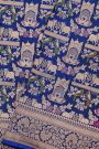 Banarasi Silk Royal Blue Saree With Cows And Swans Body