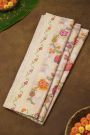 Banarasi Kora Baby Pink Saree With Florals And Leaves With Cross Lines