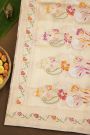 Banarasi Kora Baby Pink Saree With Florals And Leaves With Cross Lines