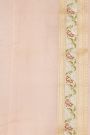 Banarasi Kora Baby Pink Saree With Florals And Leaves With Cross Lines