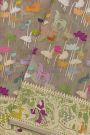 Banarasi Kora Grey Saree With Florals And Human Motifs Border