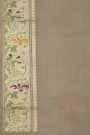 Banarasi Kora Grey Saree With Florals And Human Motifs Border
