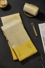 Kancheepuram Silk Cream Dhoti With Zig-Zag Lines Gold Border