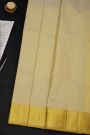 Kancheepuram Silk Cream Dhoti With Zig-Zag Lines Gold Border