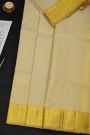 Kancheepuram Silk Cream Dhoti With Zig-Zag Lines Gold Border