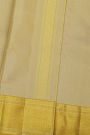 Kancheepuram Silk Cream Dhoti With Zig-Zag Lines Gold Border