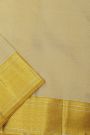 Kancheepuram Silk Cream Dhoti With Zig-Zag Lines Gold Border
